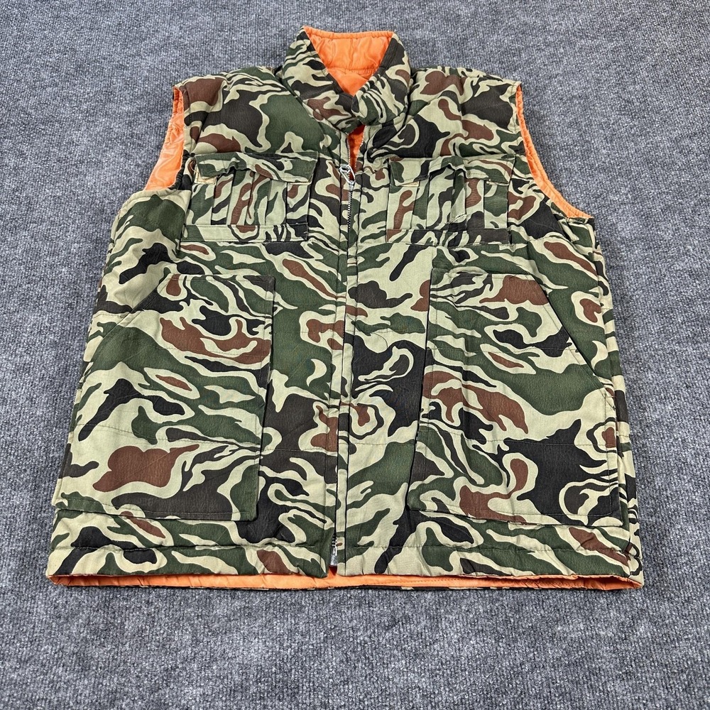 Camouflage Vest Mens XL APX Green Camo Quilted Full Zip Hunting Outdoor Padded